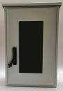 GRP outdoor housing 1000x750x300 mm (HWD) with viewing door and open cable feed and ventilated rain cover