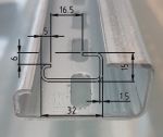 1m G profile rail 32x15mm perforated 18x5.2mm