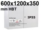 Double door Enclosure 600x1200x350mm HWD 2 doors IP55 light gray RAL 7035