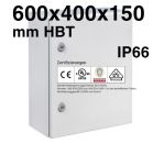 control cabinet 600x400x150 mm HBT sheet steel 1-door IP66 with mounting plate and grounding strap