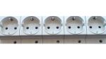 5 Verteiler Einbausteckdosen 230V 16A VDE hellgrau