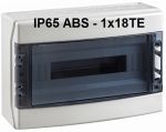 IP65 ABS Aufputz Feuchtraum-Verteiler mit Sichttür - 1x18TE