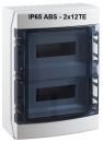 IP65 ABS Aufputz Feuchtraum-Verteiler mit Sichttür - 2x12TE
