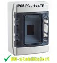 IP65 AP outdoor distributor 4TE 1-row with transp. Flap UV stabilized